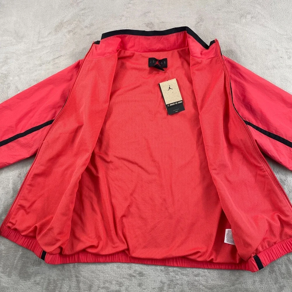 Nike Air Jordan Essentials Woven Jacket Men Medium Red Black Trim Nylon NWT $100